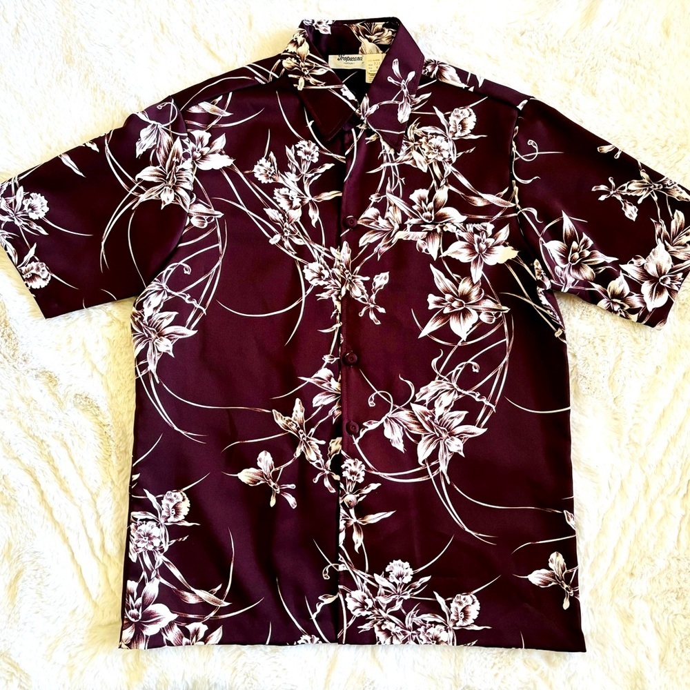 Vintage Tropicana Brown Hawaiian Shirt Sleeve Button Down Shirt Size: Medium